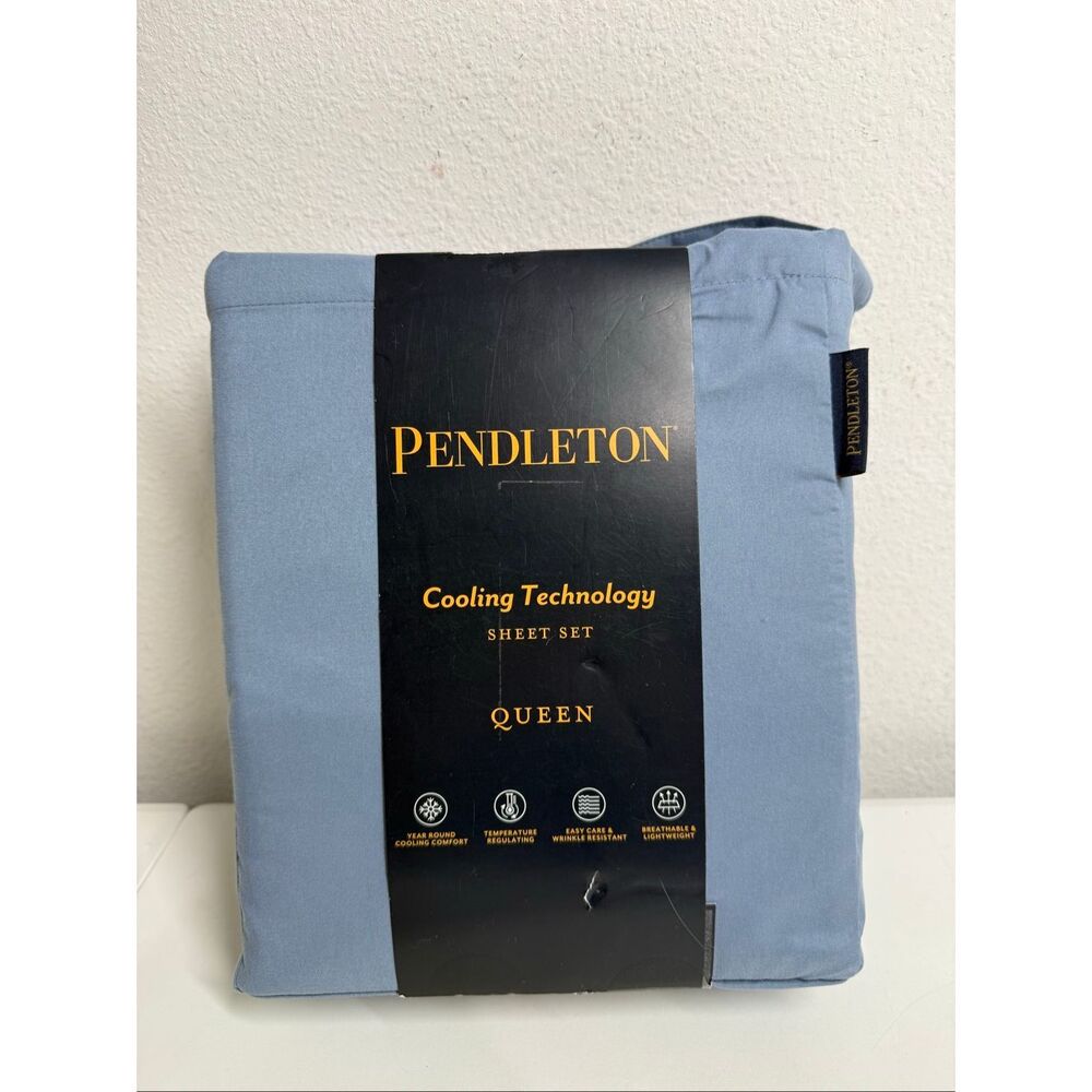 NWT Pendleton Queen Cooling Sheet Set - Dusty Blue 4 Pcs Set